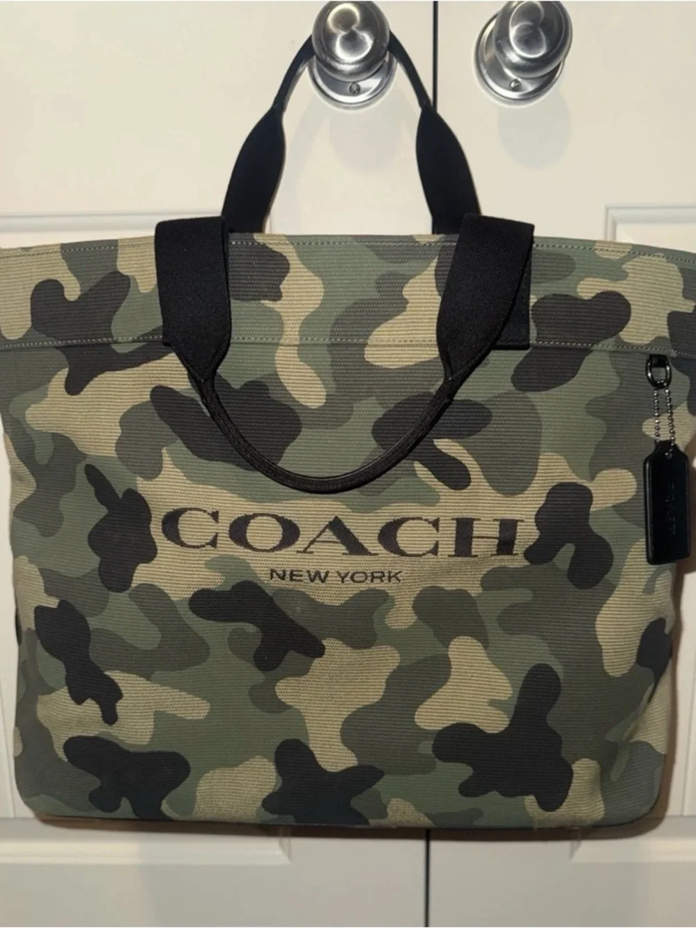 Coach Green Camo Canvas Tote - Picture 1 of 3